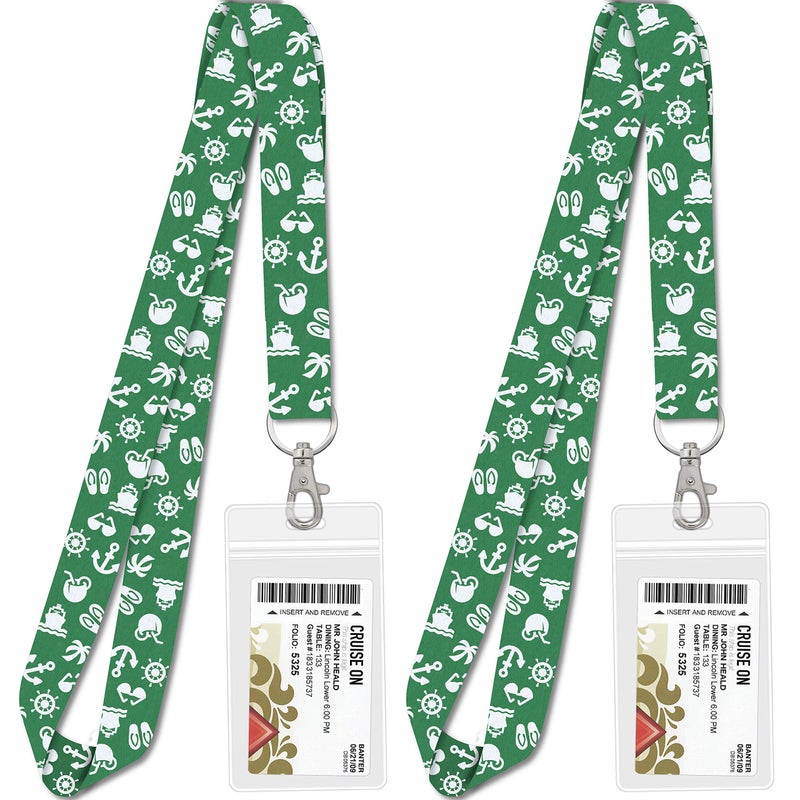 Cruise On Lanyards for Cruise Ship Cards (2-Pack) in 2026 & 2027, Cruise Lanyard with ID Holder, Detachable Key Card Badge & Waterproof Ship Card Holder (Emeral Sea Green) - Image 1